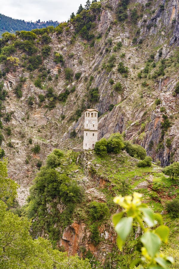 Clock tower at Proussos monastery near Karpenisi town in Evrytania - Greece