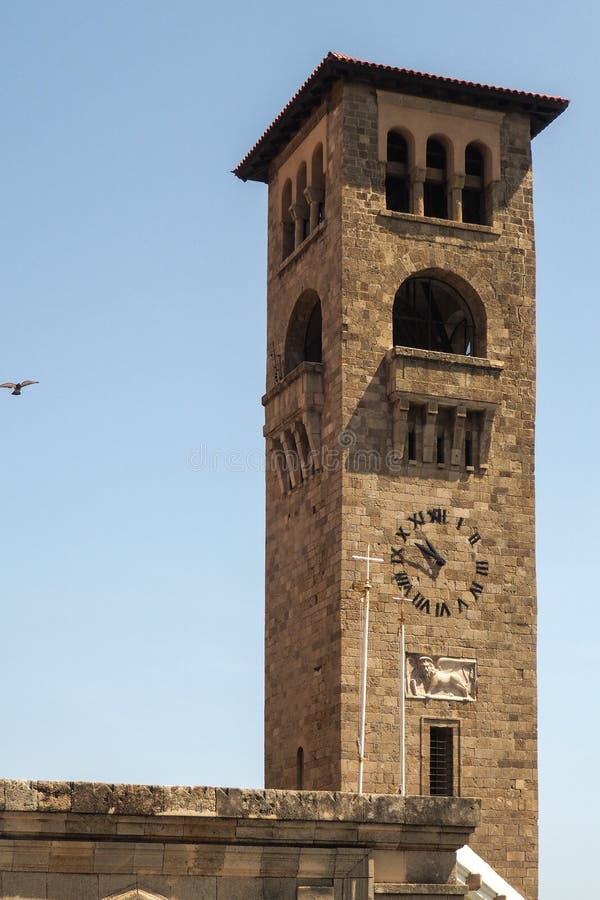 Clock Tower in Rhodes Old Town Stock Photo Image of greek, nature