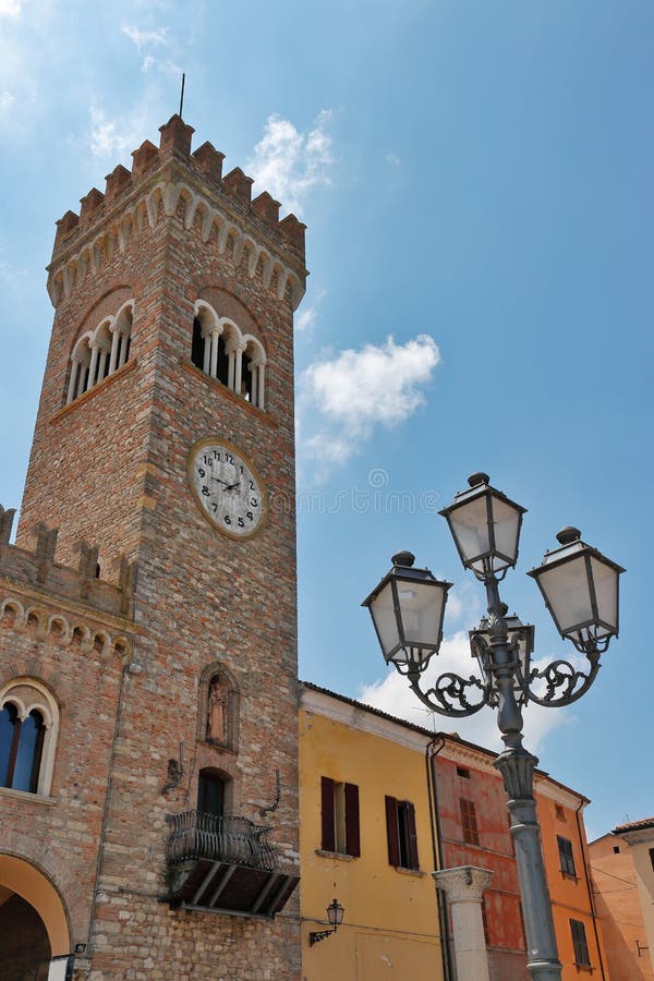 Clock Tower on the Square of the Old Italian City Stock Image Image