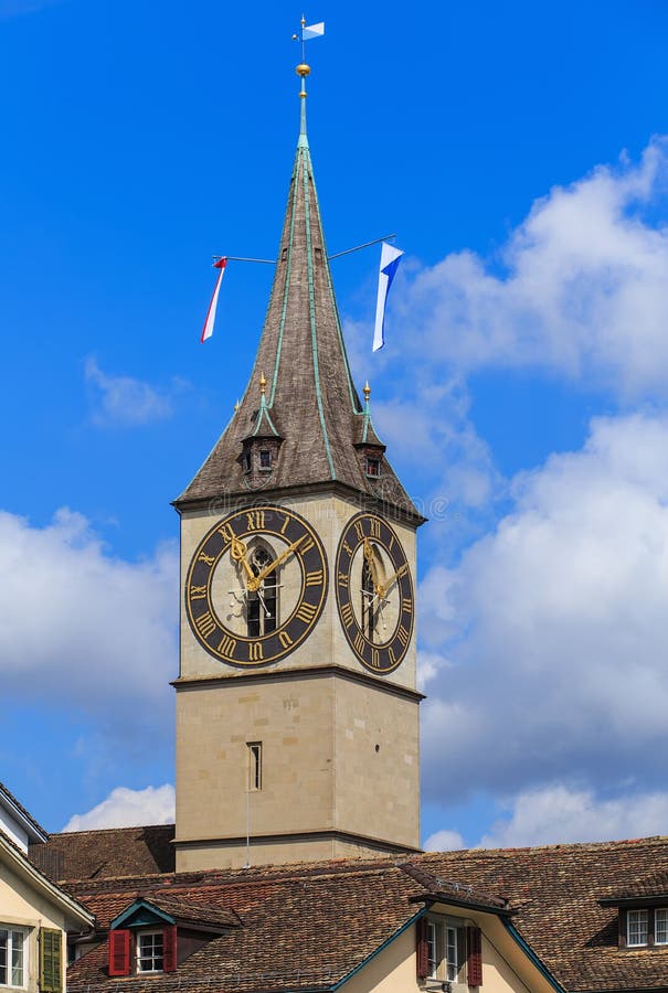 542 Clock Tower St Peter Church Zurich Switzerland Stock Photos - Free ...