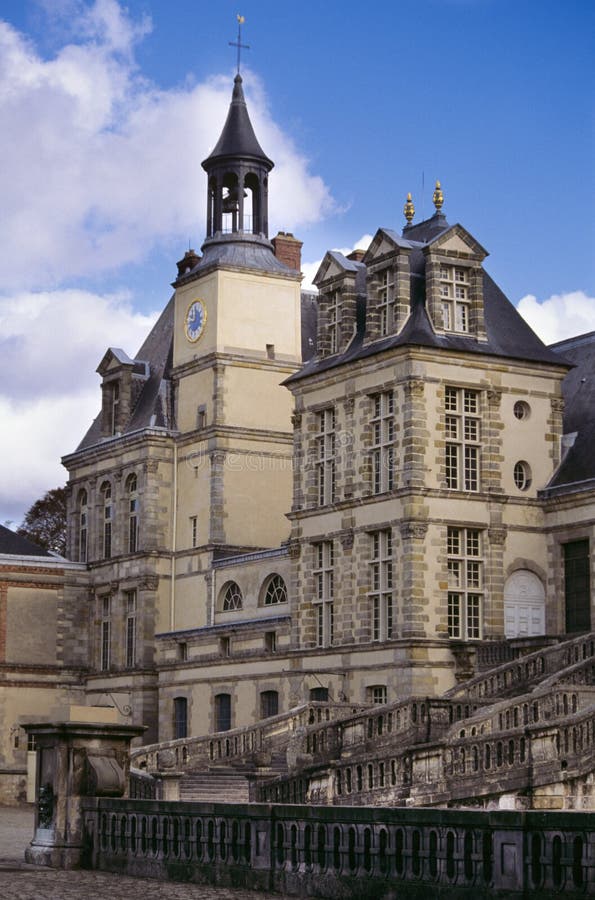 Clock tower and staircase, Fontainebleau