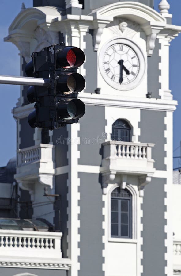 Clock Tower And The Traffic Lights. Picture Image 6077568