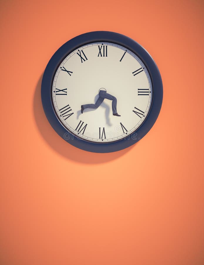 Clock on Wall with Running Legs Stock Illustration Illustration of