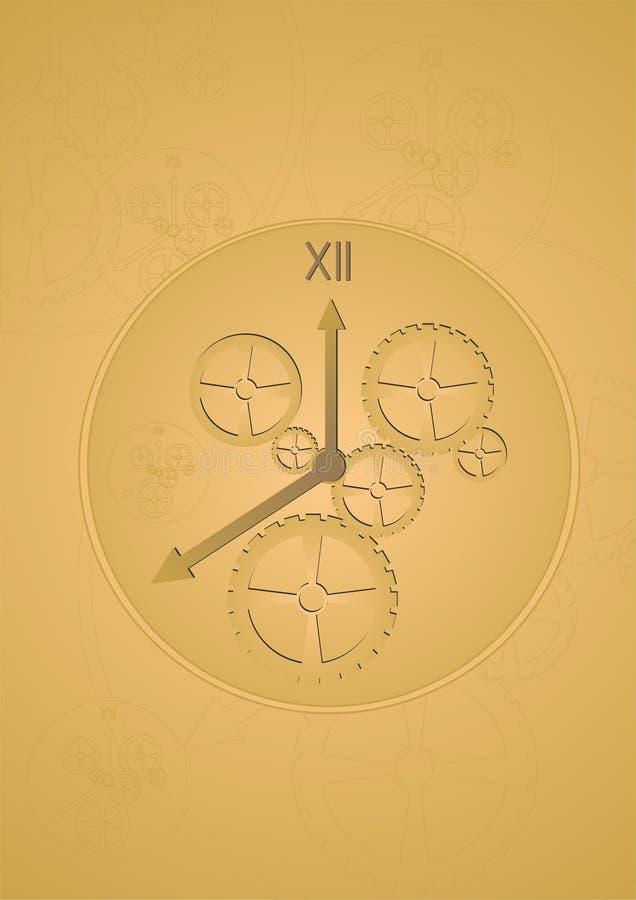 Clock illustration with mechanism. Clock mechanism vectors