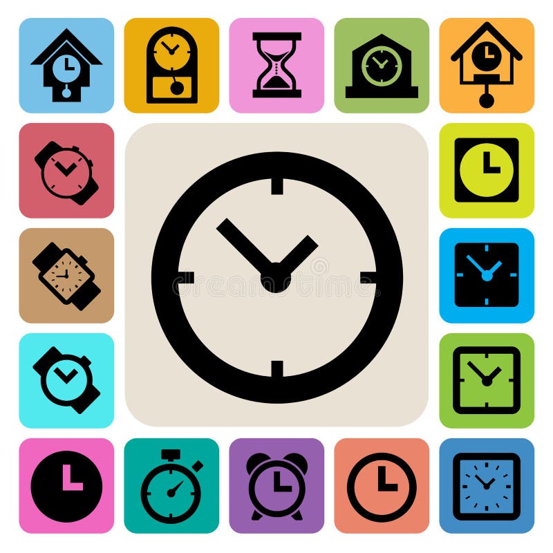 Clocks And Time Icons Set Stock Vector Illustration Of Hour 137818445