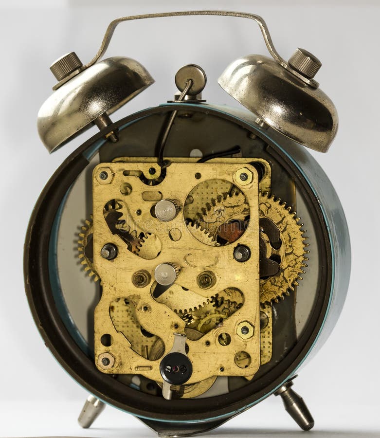 Clockwork Vintage Alarm Clock Stock Image Image of machine, closeup