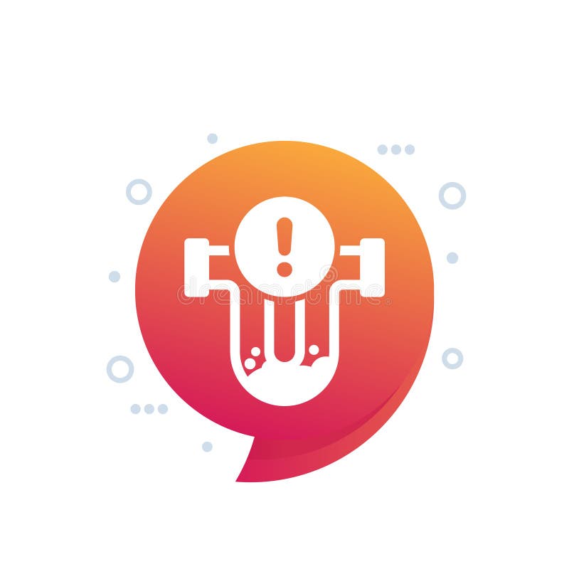 Clog in pipe warning icon, vector vector illustration
