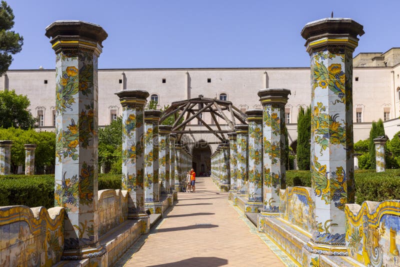 Cloister Santa Chiara With Octagonal Columns Decorated With Majolica