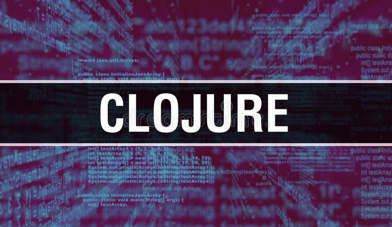 Clojure with Digital java code text. Clojure and Computer software coding vector concept. Programming coding script java, digital program code with Clojure on screen illustration. Programming coding script java stock images, royalty-free photos and pictures