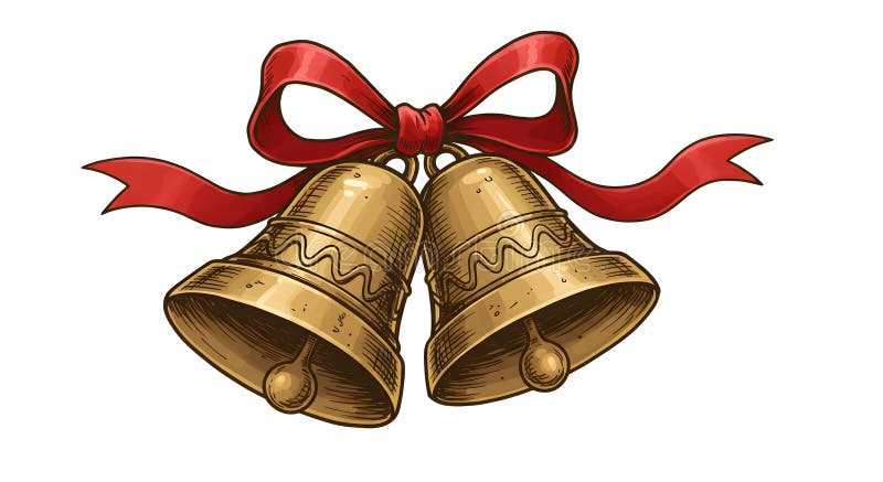 Clopoței de aur cu arc roșu royalty free illustration