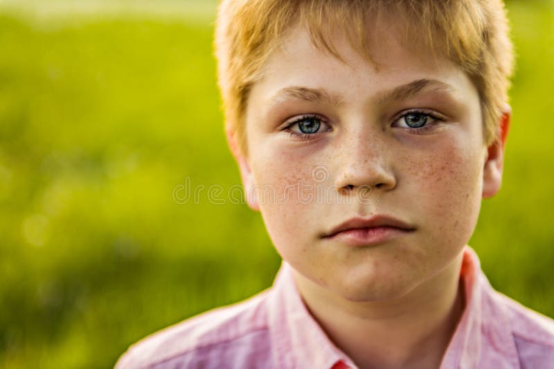 Close Boy Portrait at the Sunset Stock Image - Image of leisure ...