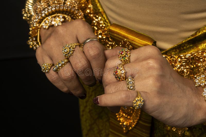 Close detail of Khmer apsara performer of traditional dance in cambodia royalty free stock photos