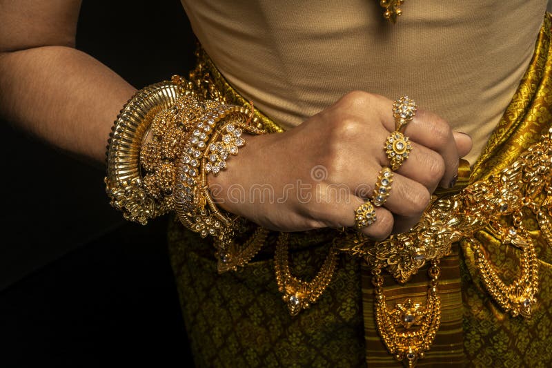 Close detail of Khmer apsara performer of traditional dance in cambodia royalty free stock images