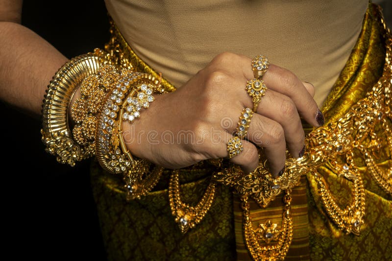 Close detail of Khmer apsara performer of traditional dance in cambodia royalty free stock images
