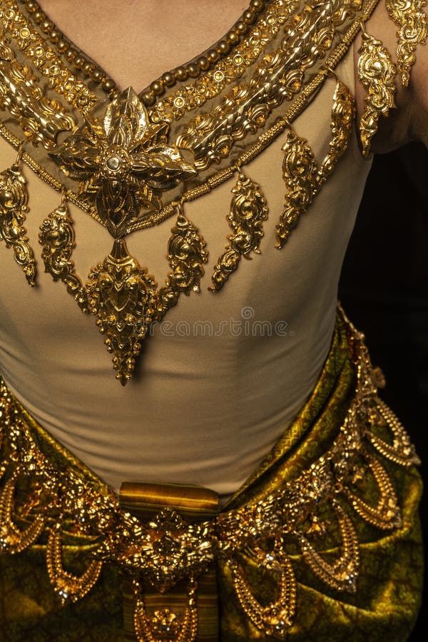Close detail of Khmer apsara performer of traditional dance in cambodia stock photography