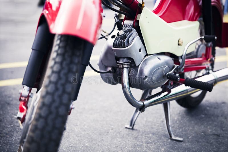 Close detail of an old German motorcycle royalty free stock photography