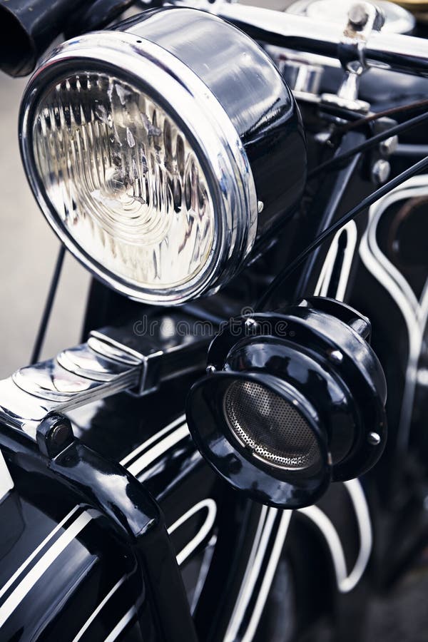 Close detail of an old German motorcycle stock photography