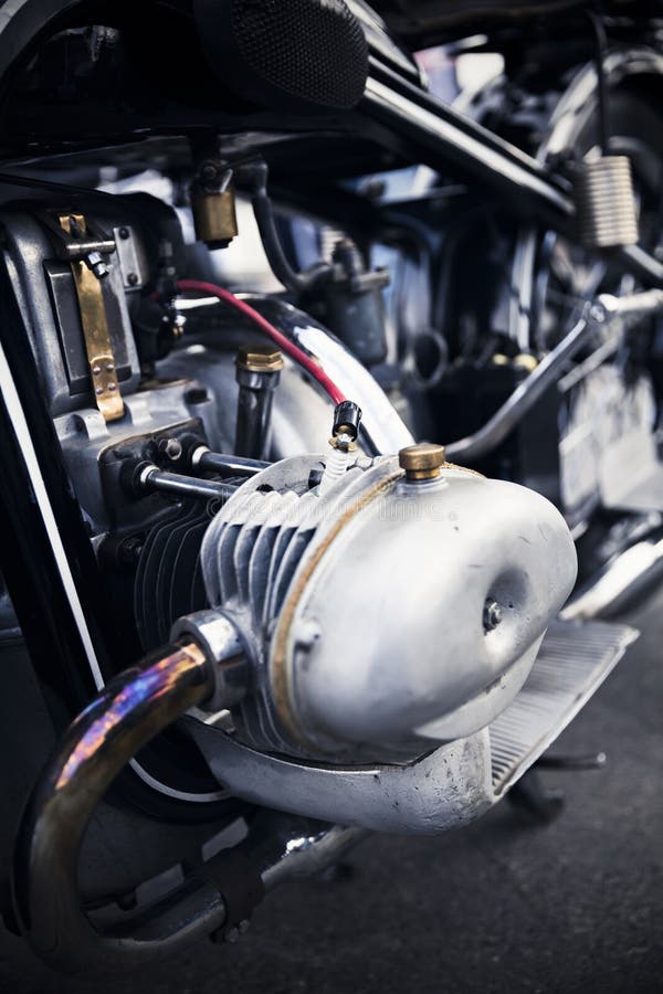 Close detail of an old German motorcycle stock photos