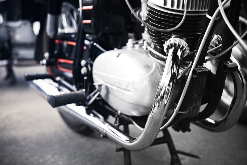 Close detail of an old German motorcycle stock images