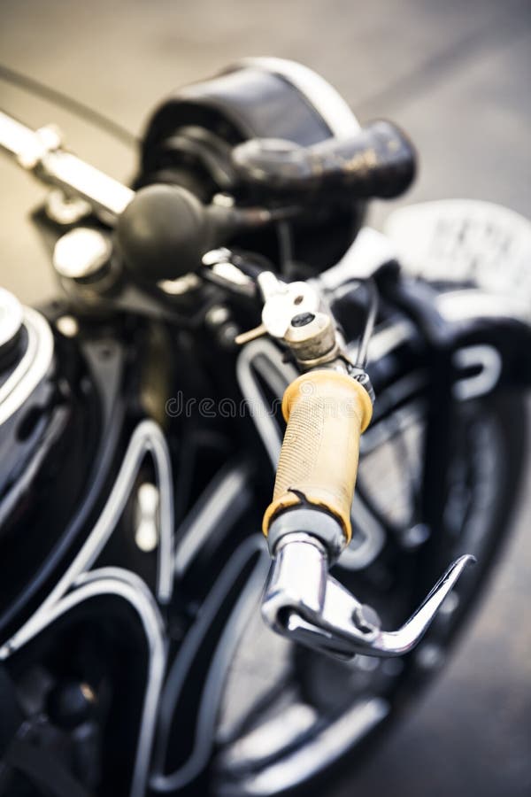 Close detail of an old German motorcycle royalty free stock image