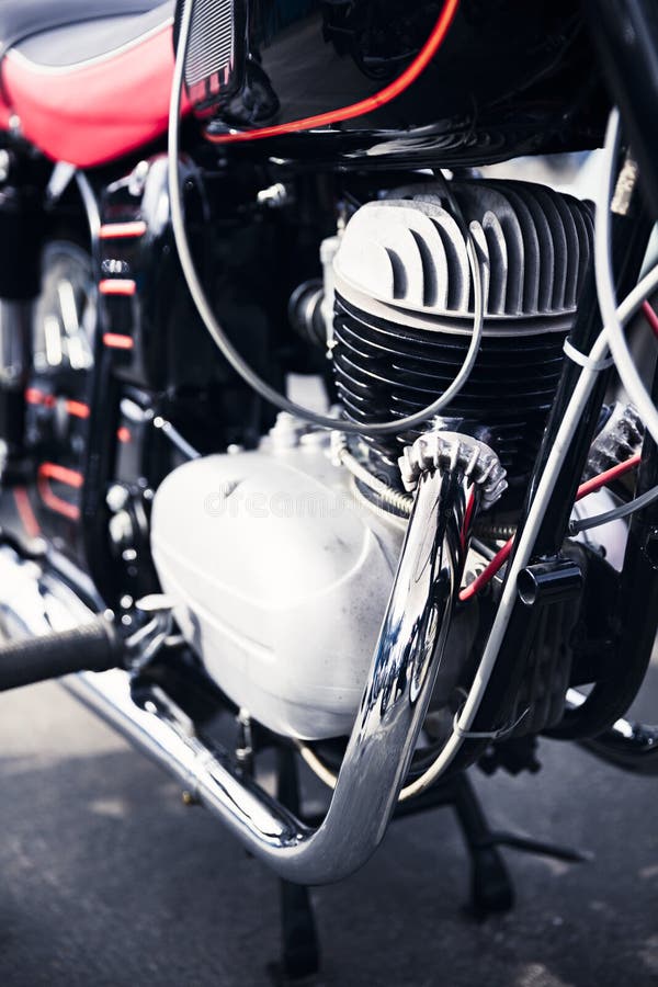 Close detail of an old German motorcycle royalty free stock photos