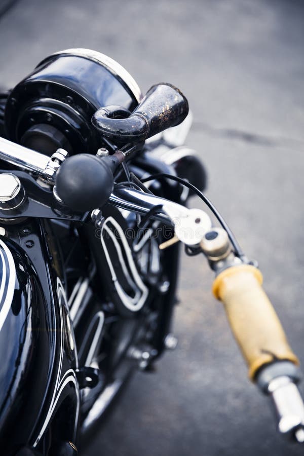 Close detail of an old German motorcycle stock photography