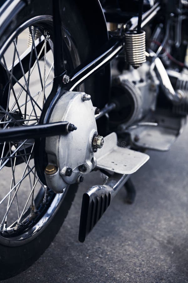 Close detail of an old German motorcycle royalty free stock photos