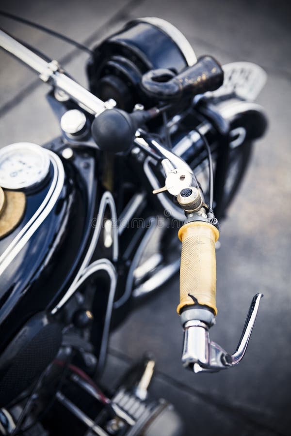 Close detail of an old German motorcycle royalty free stock photos