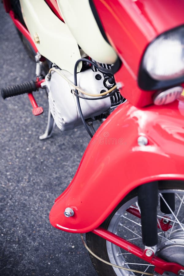 Close detail of an old German motorcycle royalty free stock photo