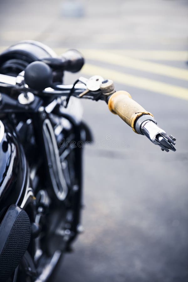 Close detail of an old German motorcycle royalty free stock photography