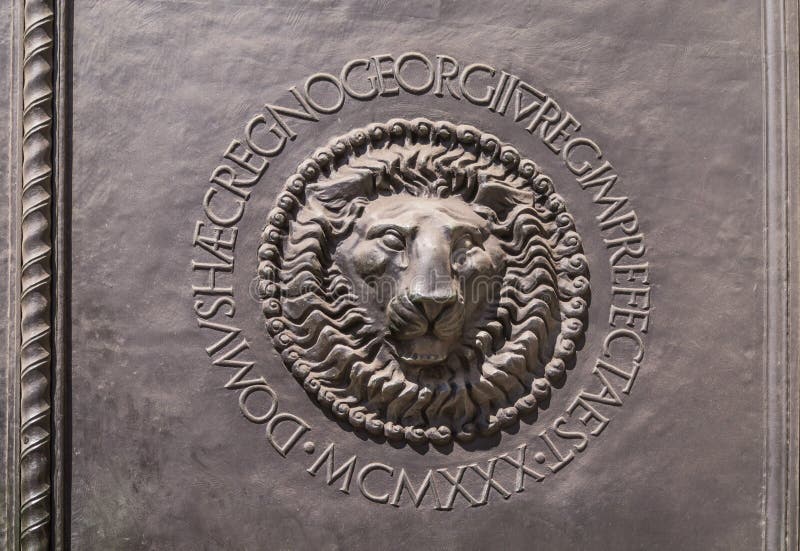 Close detail of one of the doors of the Bank of England, London royalty free stock image