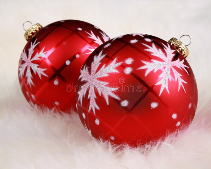 Close focus on Christmas ornaments in fur