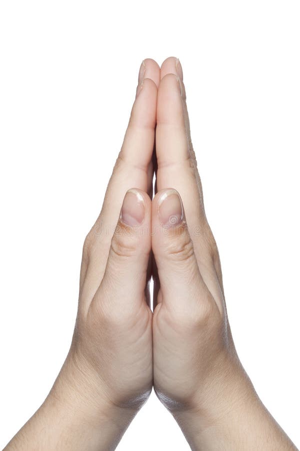 Close hand submitted to the prayers stock image