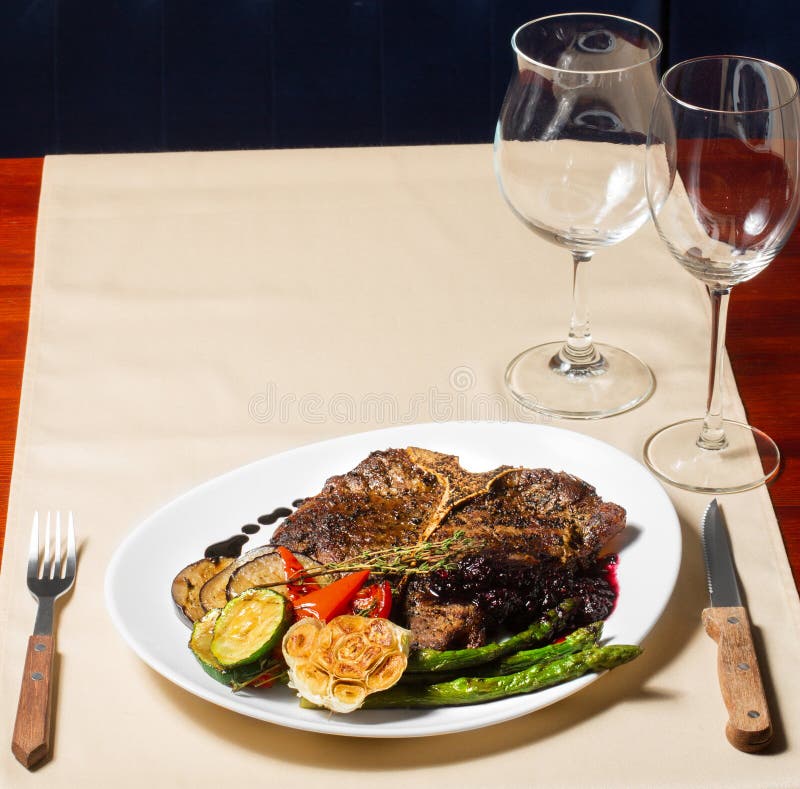 Close Image of Tbone Steak in Restaurant Stock Photo Image of pepper