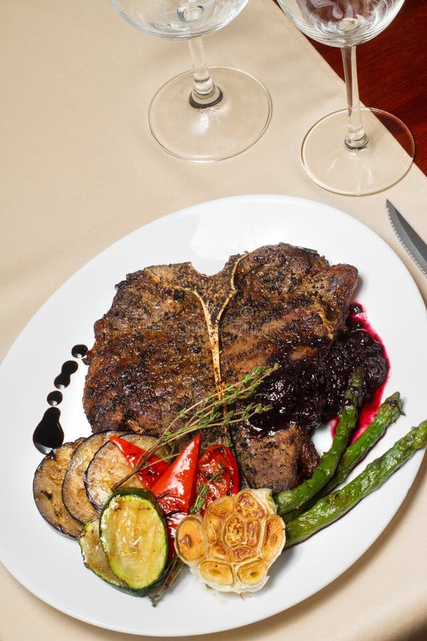 Close Image of Tbone Steak in Restaurant Stock Image Image of bone