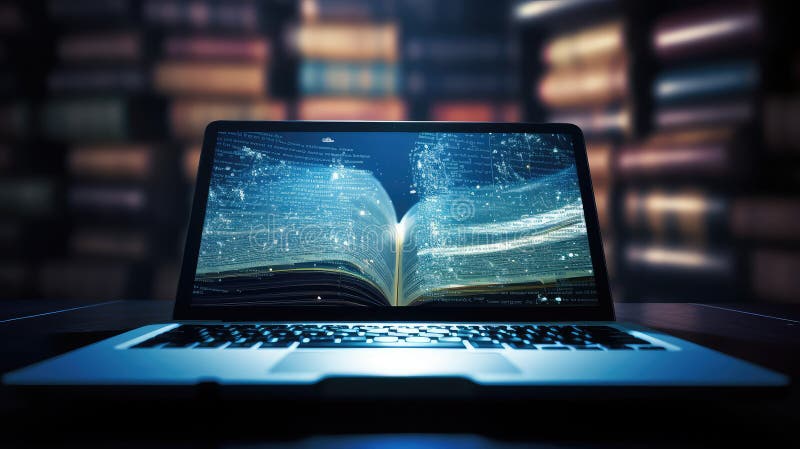 Close laptop book stock illustration