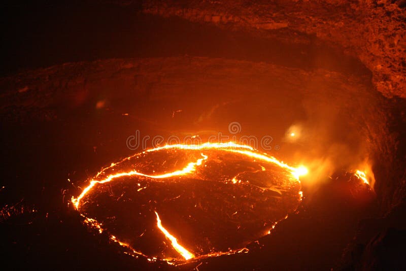 Close Night view to Erta ale lava lake royalty free stock photo Close Night view to Erta ale lava lake royalty free stock photo