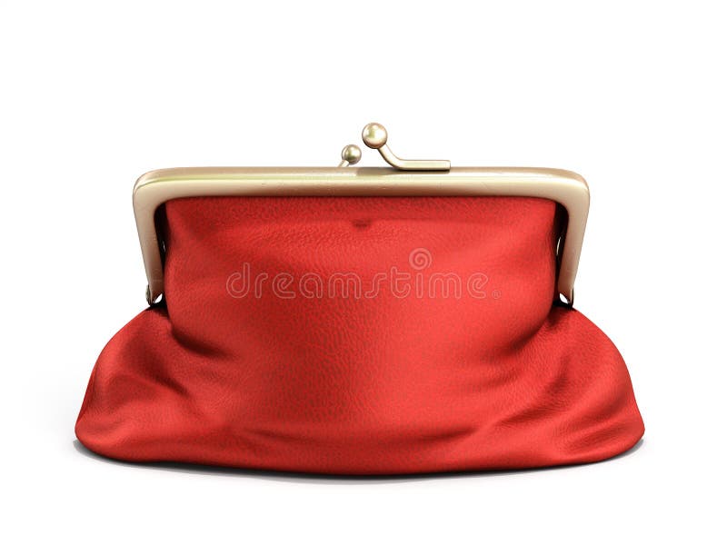 Close Red Wallet 3d Render on White Background Stock Illustration