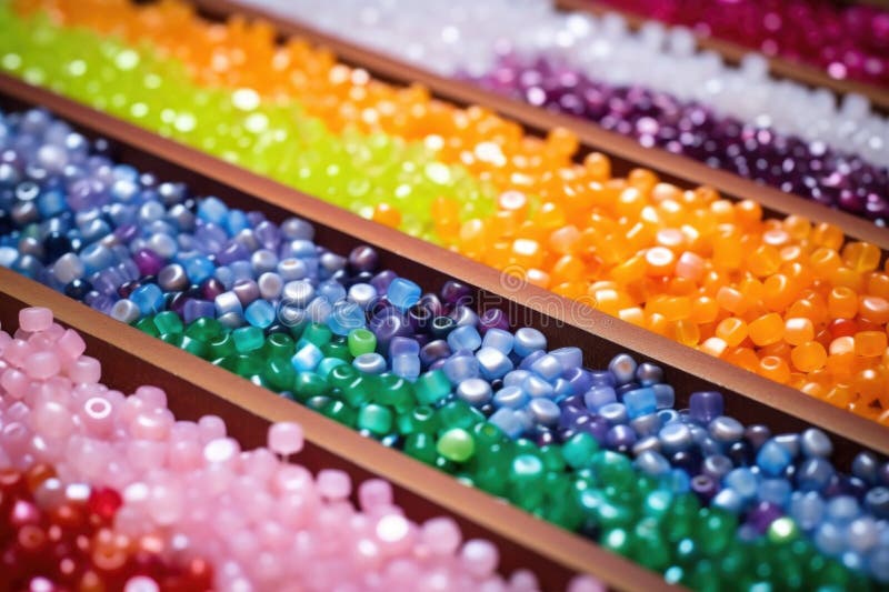 Close shot of an unattended bead board with colorful beads stock illustration