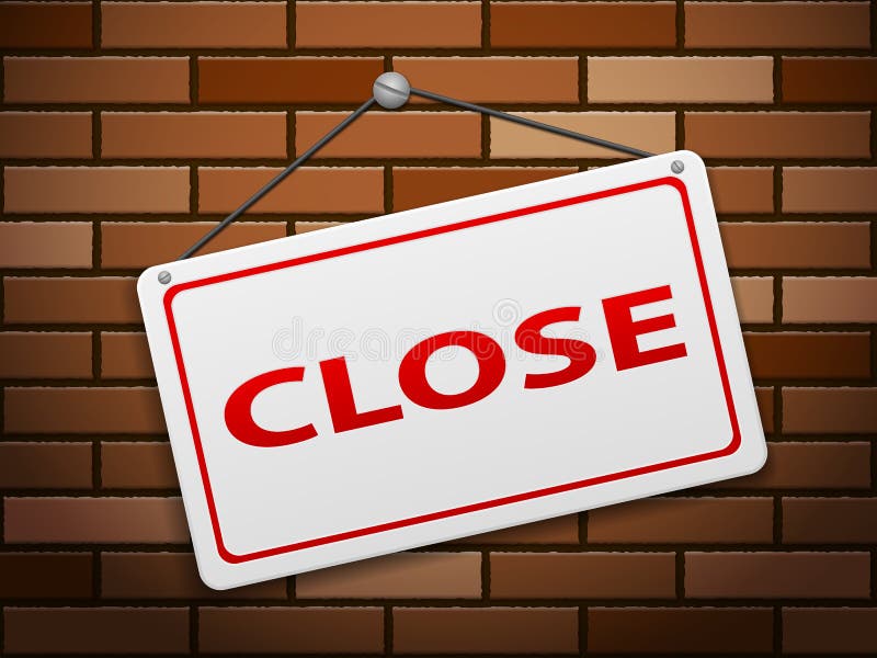 Close sign board on brick royalty free illustration