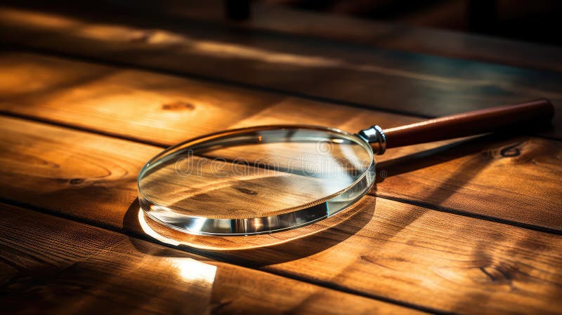Close transparent magnifying glass stock illustration