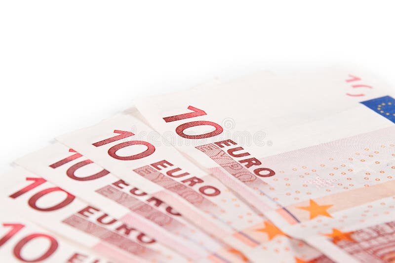 Close-up 10 euro banknotes stock images