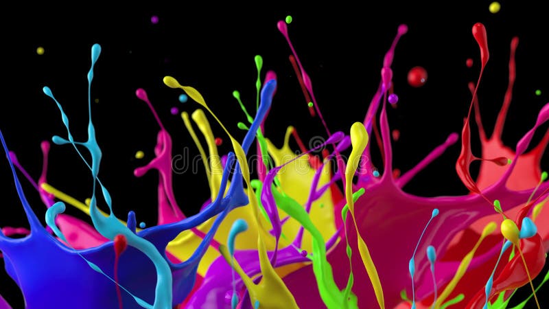 Close-up Abstract Animated Liquid Multicolor Splashing Paint Mix Display HDR 4k