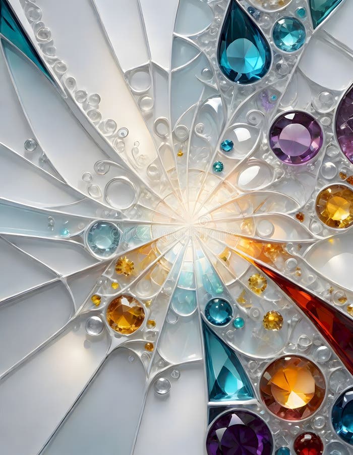 Close up abstract glass material, featuring detailed and vibrant textures with flowing forms and intricate layers stock illustration