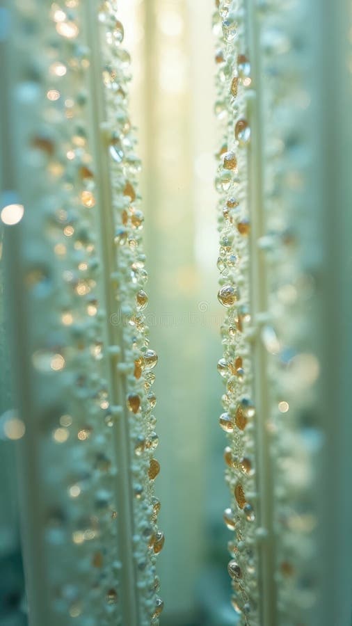 Close-up of abstract glass with sparkling droplets and soft bokeh royalty free illustration