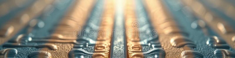 Close-up of abstract metal surface with gold and blue highlights and patterns vector illustration
