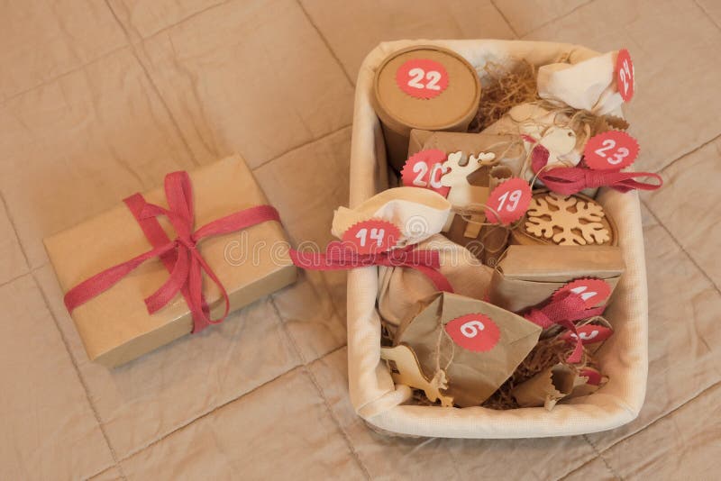 Close Up of Diy Zero Waste Advent Calendar Stock Photo Image of