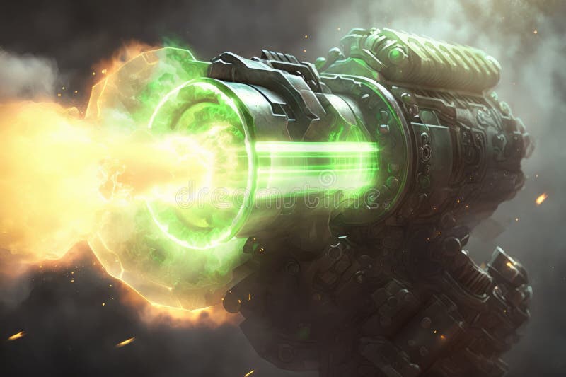 Close-up of alien blaster, with smoke rising from the barrel vector illustration