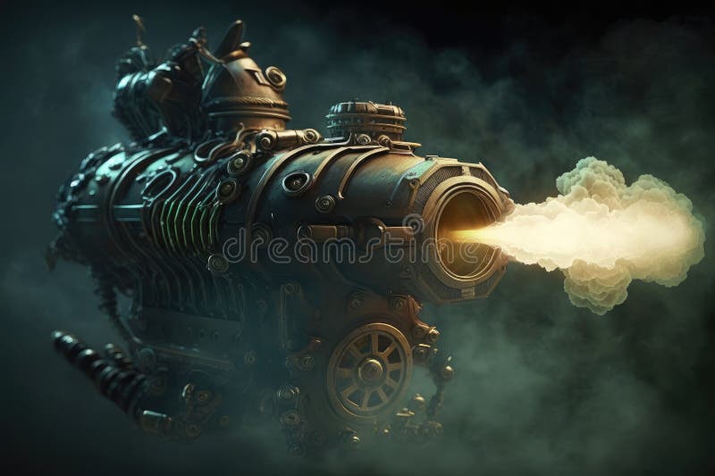 Close-up of alien blaster, with smoke rising from the barrel vector illustration