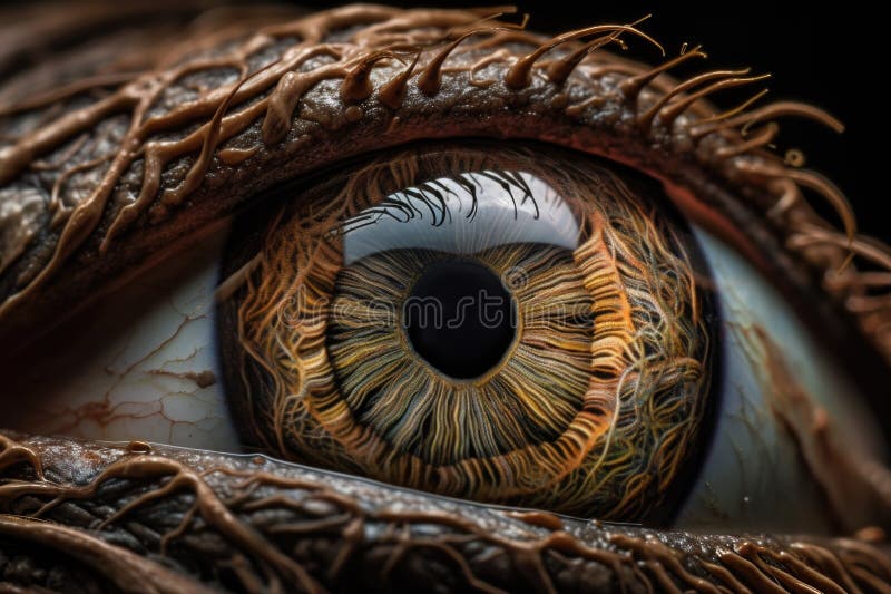 Close-up of alien life form's eye, with intricate details visible royalty free illustration
